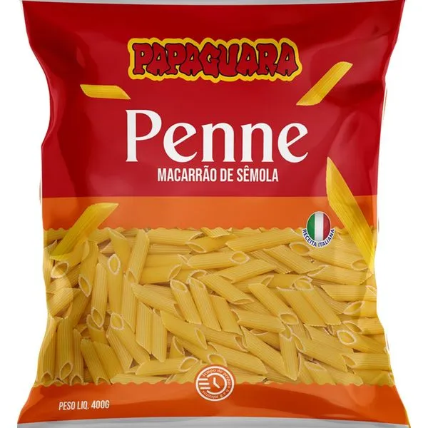 Macarrão de Sêmola Papaguara Formato Penne 400g