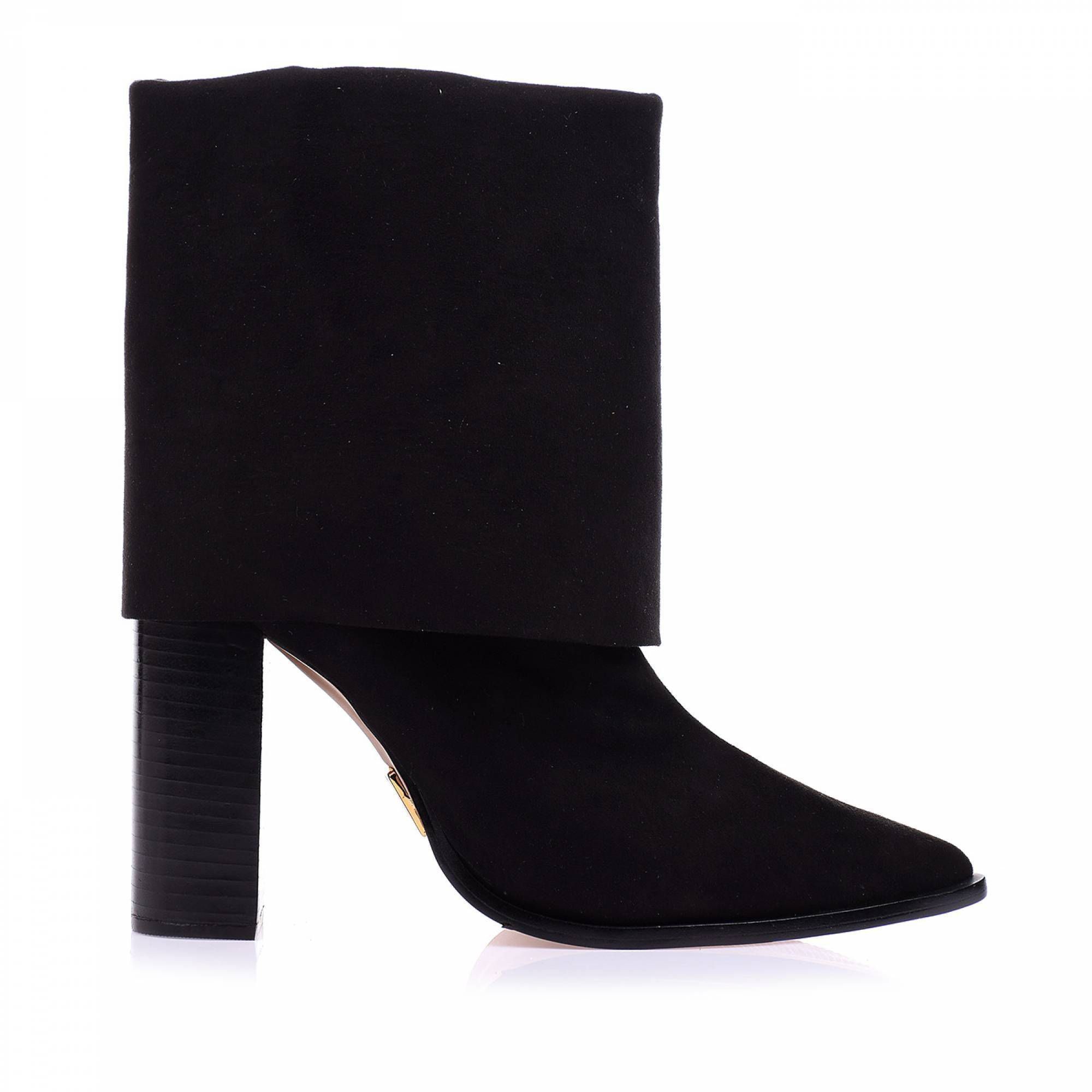 Bota Salto Alto Suede Preto