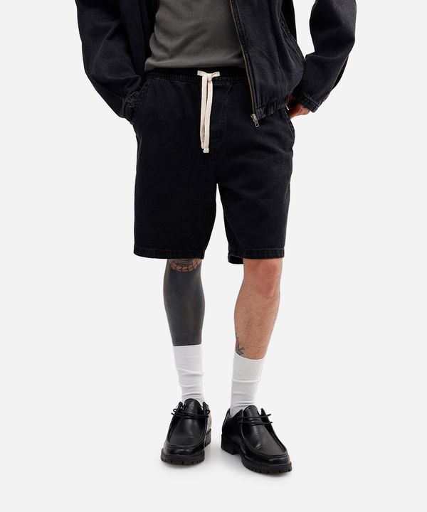 bermuda reta masculina jeans preta GG