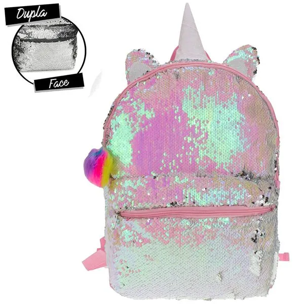 Mochila Unicórnio Cute Glow Clio Girls - Cg2035 BRANCO/ROSA