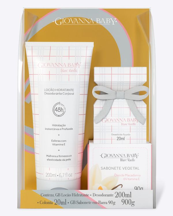 Kit Feminino Giovanna Baby Blanc Vanilla Colônia Hidratante e Sabonete + Nécessaire UN