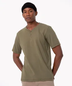 camiseta de algodão texturizada manga curta verde militar G