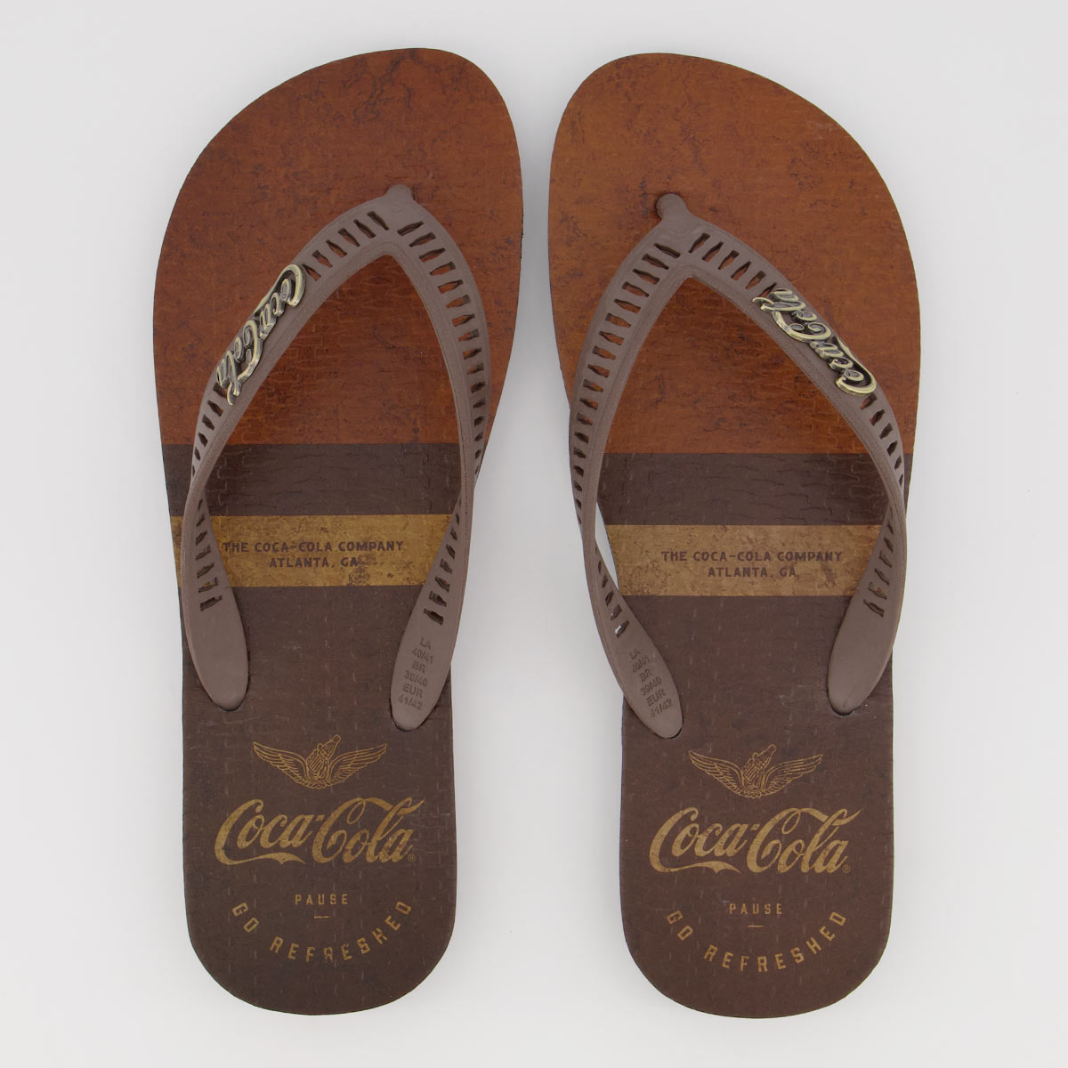 Chinelo Coca Cola Pause Preto e Marrom