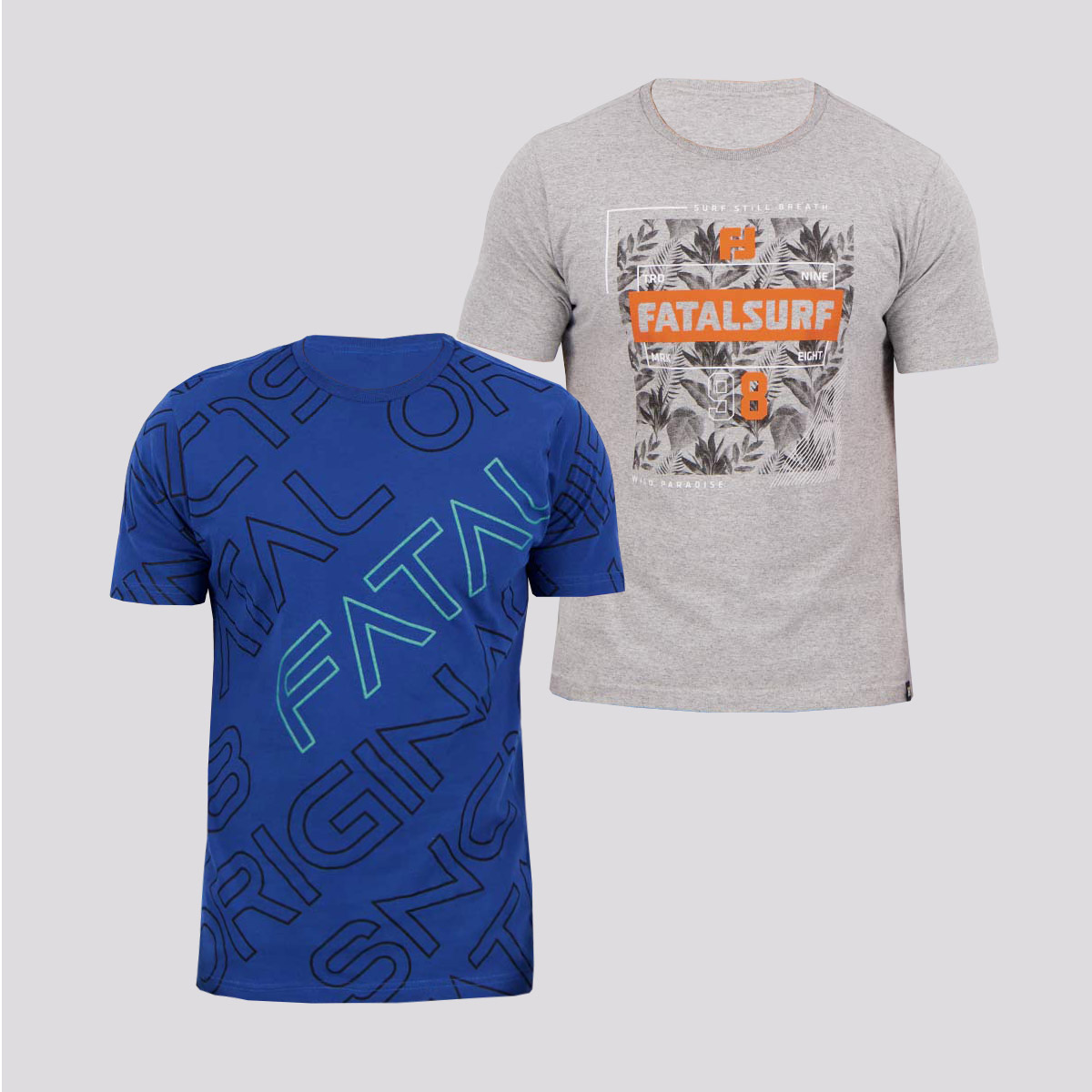 Kit de 2 Camisetas Fatal Classic Cinza e Azul
