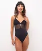 body de tule com recortes preto 40