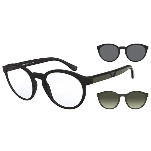 Armação De Óculos Clip On Empório Armani Ea4152 5042-1w - Verde Militar