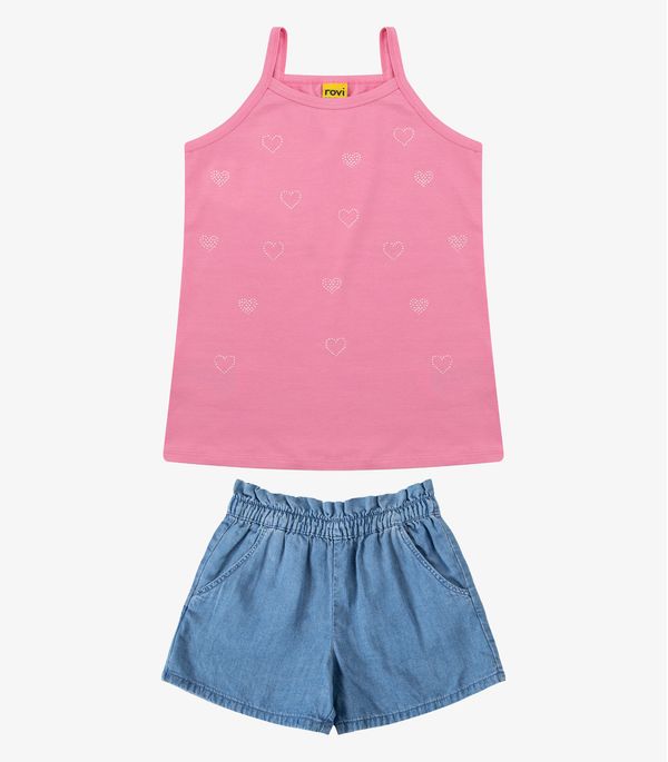Conjunto Regata com Shorts Menina Rovi Kids Rosa 10