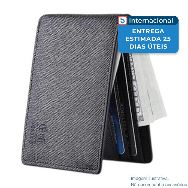Carteira Gostwo Slim Bifold Couro Preto Cros A-MBI