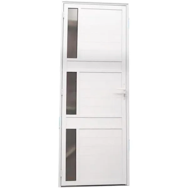 Porta De Alumínio Lambril Com Vidro Branca Esquerda 210x80cm - Facce Porta Alum Lambril C-vid 210x080 Esq Bco Facce