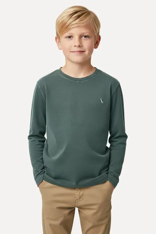Camiseta Ml Mini Rib Stoned Verde Musgo - 02