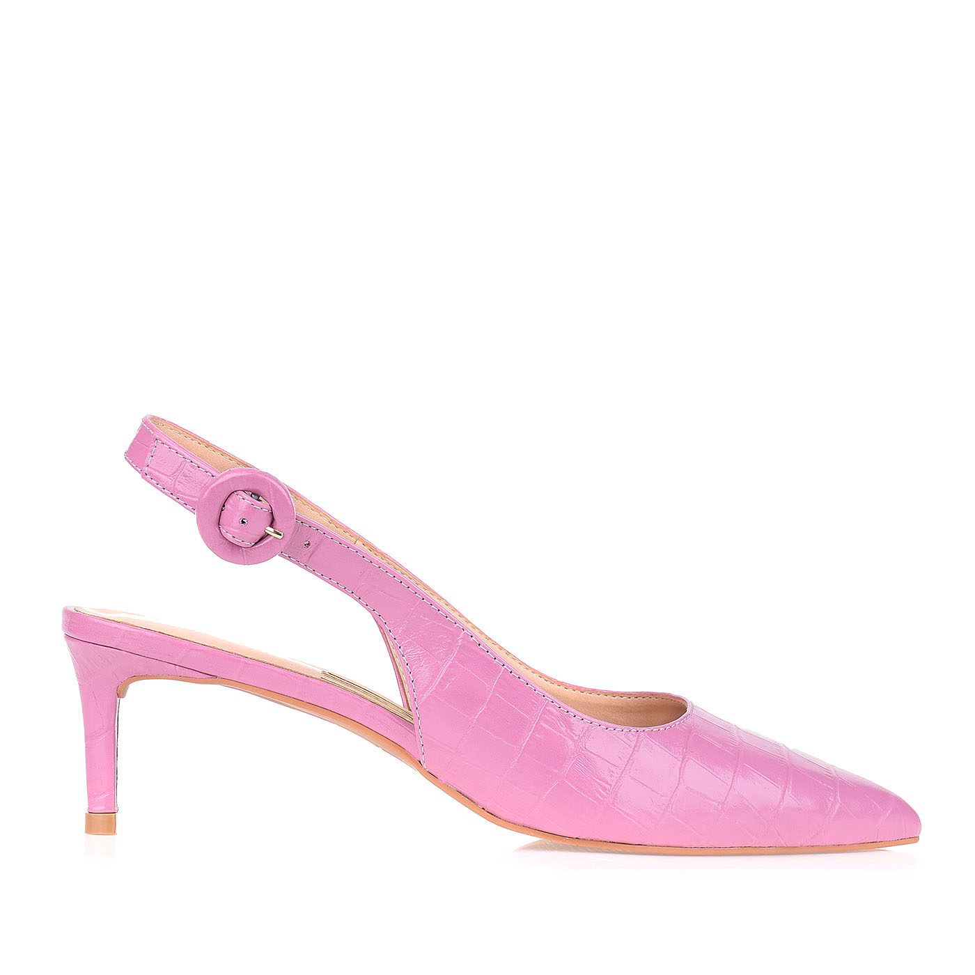 Slingback Salto Médio Croco Orchid