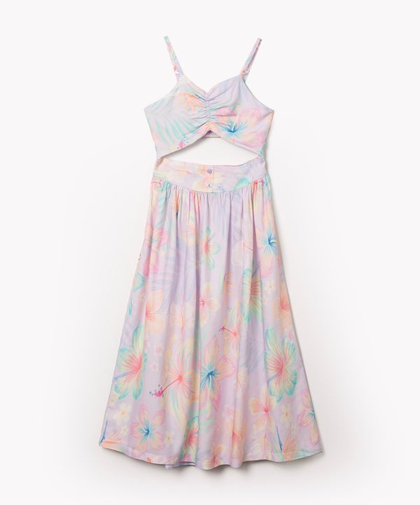 vestido infantil de viscose floral lilás 8