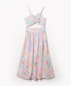 vestido infantil de viscose floral lilás 4