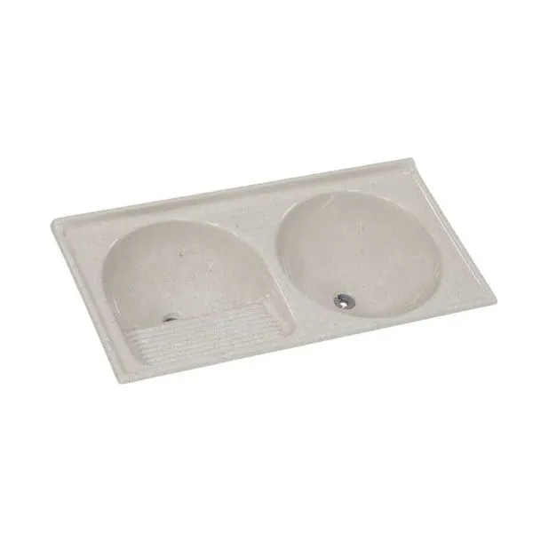 Tanque Duplo Standard 124x62cm Travertino em Marmore Sintetico Retangular 2 Cubas AJ Rorato Tanque Duplo Standard 124x62cm Travertino em Marmore Sintetico 2 Cubas AJ Rorato