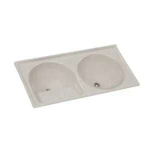 Tanque Duplo Standard 124x62cm Travertino em Marmore Sintetico Retangular 2 Cubas AJ Rorato Tanque Duplo Standard 124x62cm Travertino em Marmore Sintetico 2 Cubas AJ Rorato
