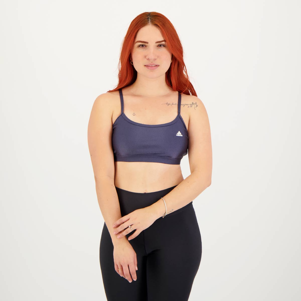 Top Adidas Training Suporte Leve Solido Feminino Azul