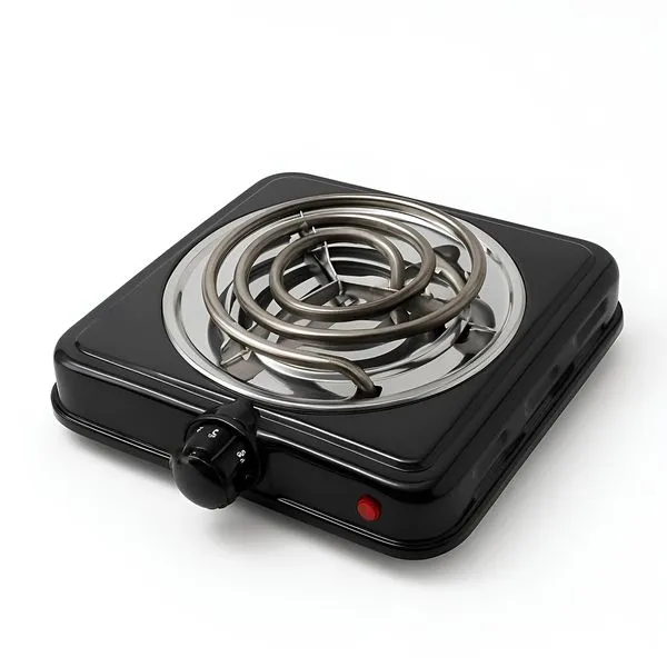 Fogão Elétrico Portátil 1 Boca 1000W 220V com Termostato de Segurança – Preto