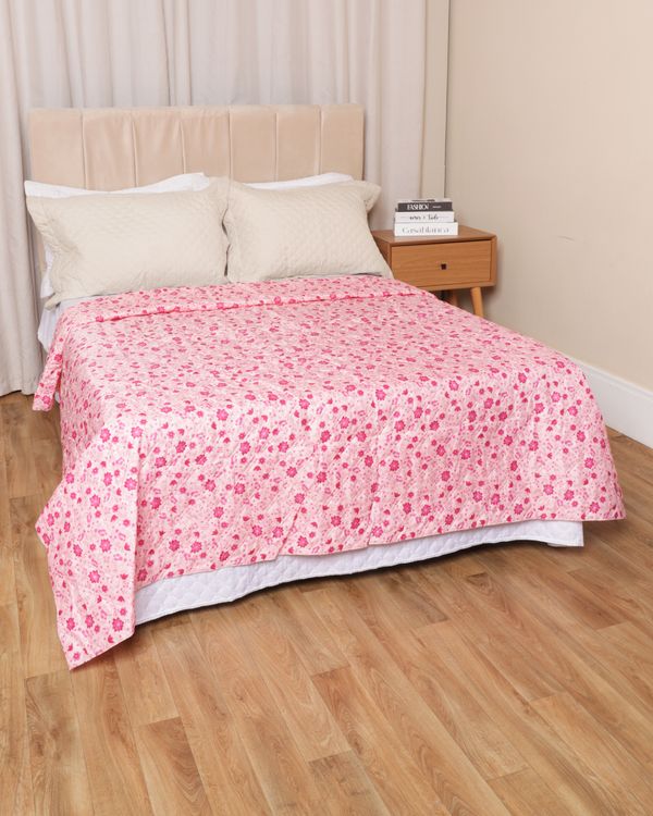 Colcha Casal Arte & Cazza 170 Fios Matelassê Estampa Floral Bege UN