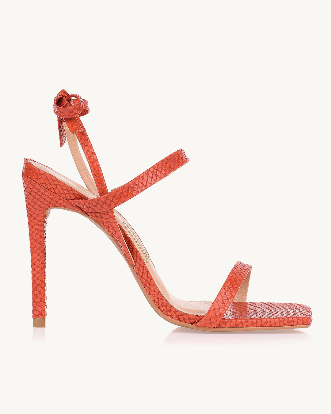 Sandália Salto Alto New Snake Orange