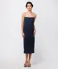 vestido midi feminino alça fina listrado mindset azul M