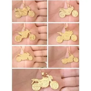 Corrente Com Pingente Moto Banhado A Ouro