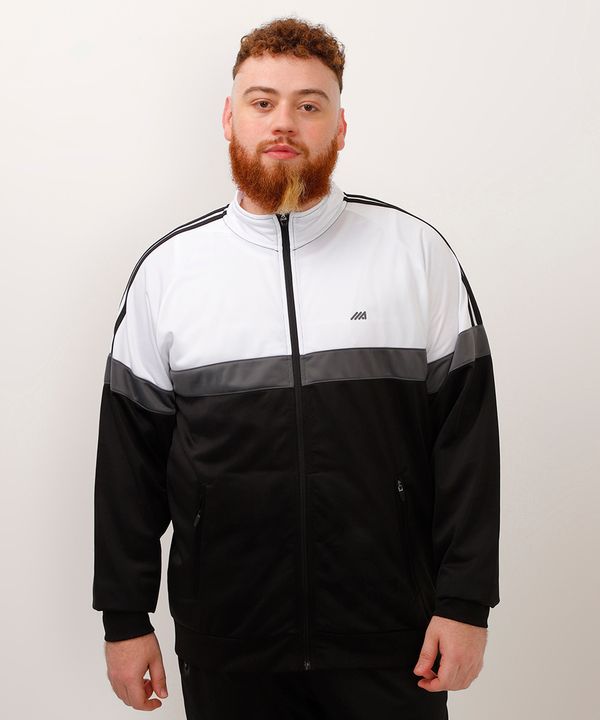 jaqueta com bolsos e recortes plus size esportiva preto GG1