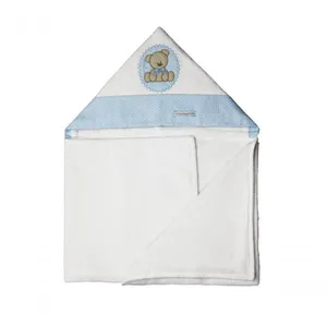 Toalha De Banho Aveludada Urso Bolacha Azul