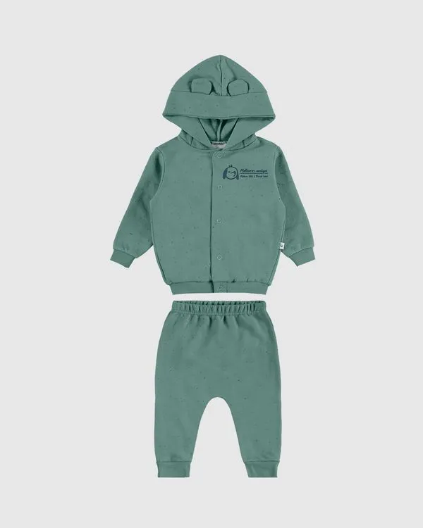 Conjunto Infantil Menino Casaco Com Capuz + Aplique Malwee Kids Verde - P