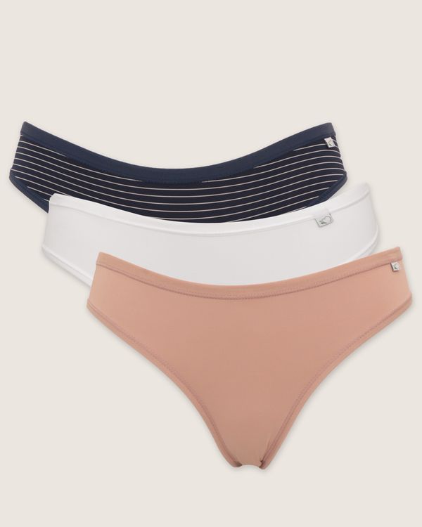 Kit 3 Calcinhas Feminina Biquíni Delcotton Branca Marinho E Rosa M