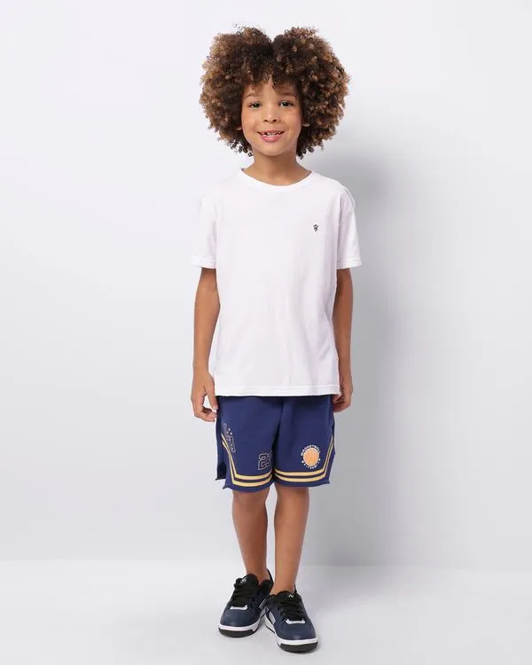 Bermuda Infantil Menino Moletinho Estampa Basketball Marinho 6