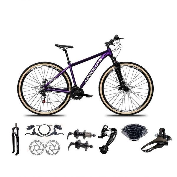 Bicicleta Aro 29 Absolute Nero 5 Alumínio 27v Freio Hidráulico K7 Garfo Com Trava Mtb Roxo 17