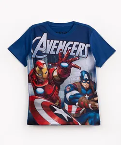 camiseta infantil de algodão avengers manga curta azul 8