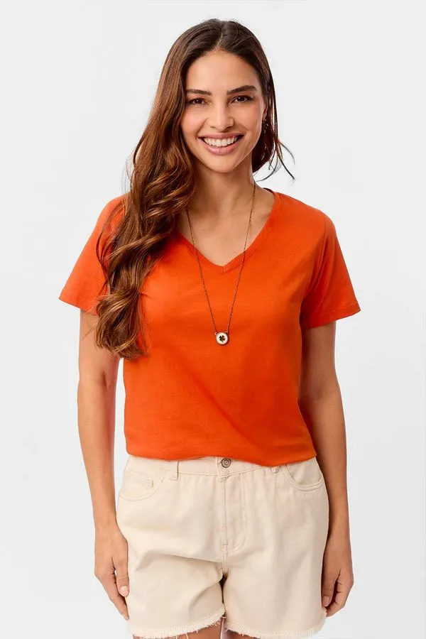 Blusa Básica Fio Penteado Laranja LARANJA/M