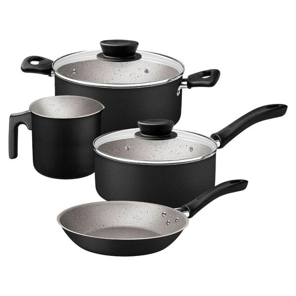 Jogo de Panelas Antiaderente Linz Tramontina Preto 4Pçs