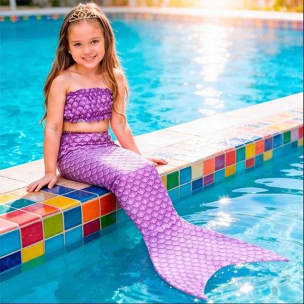 Fantasia Sereia Infantil Lilás com Nadadeira Cauda e Top Cor Exclusiva Fantasias Carol M / Lilás