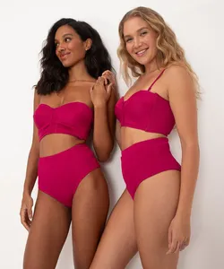 biquíni top canelado recortes com bojo al mare collezione rosa escuro M