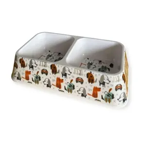 Comedouro Melanina Napi Duplo Retangular 29x15cm Sortido (MP)