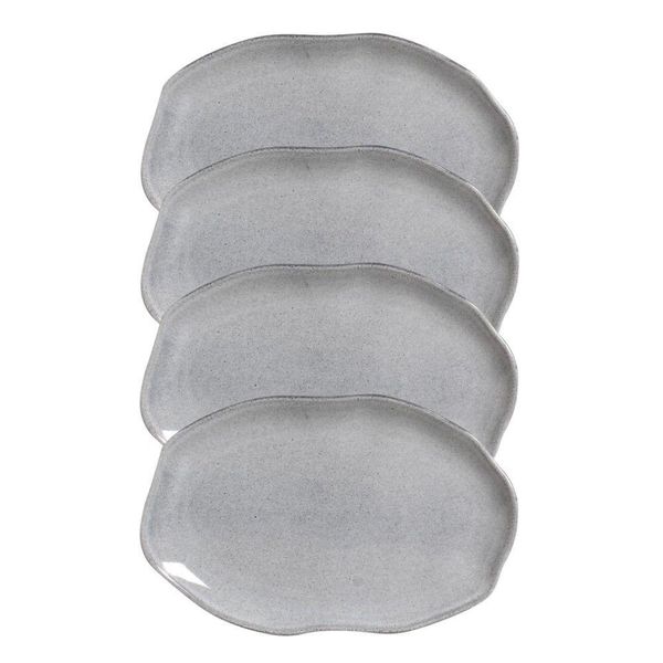 Conjunto Com 04 Travessas Oval Rasa Média 30x20 Cm Orgânico Dust Porto Brasil