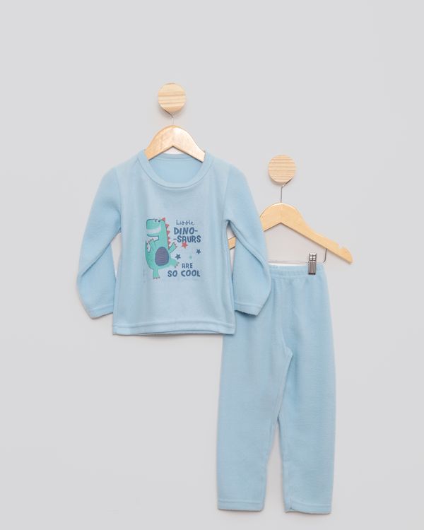 Pijama Bebê Soft Gola Careca Dinossauro Azul 3