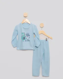Pijama Bebê Soft Gola Careca Dinossauro Azul 3