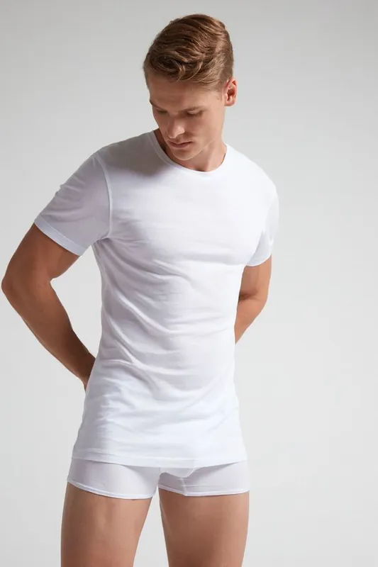 Camiseta De Manga Curta Gola De Algodão Supima Fresh - Branco G