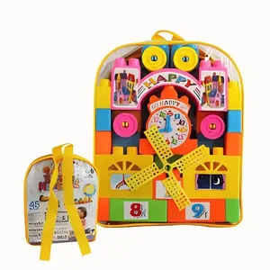 Blocos de Montar com Mochilinha 45 Peças Plástico PP para Maiores de 3 Anos Fun Game Blocos de Montar com Mochilinha 45 Peças Plástico PP Fun Game