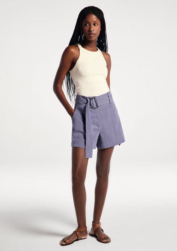 Shorts Feminino Com Cinto Peach Touch - Cinza 042