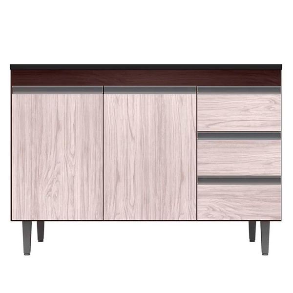 Balcão Gabinete Cozinha Andreia 100cm 2 Porta S-t Ajl Móveis Castanho Avelã