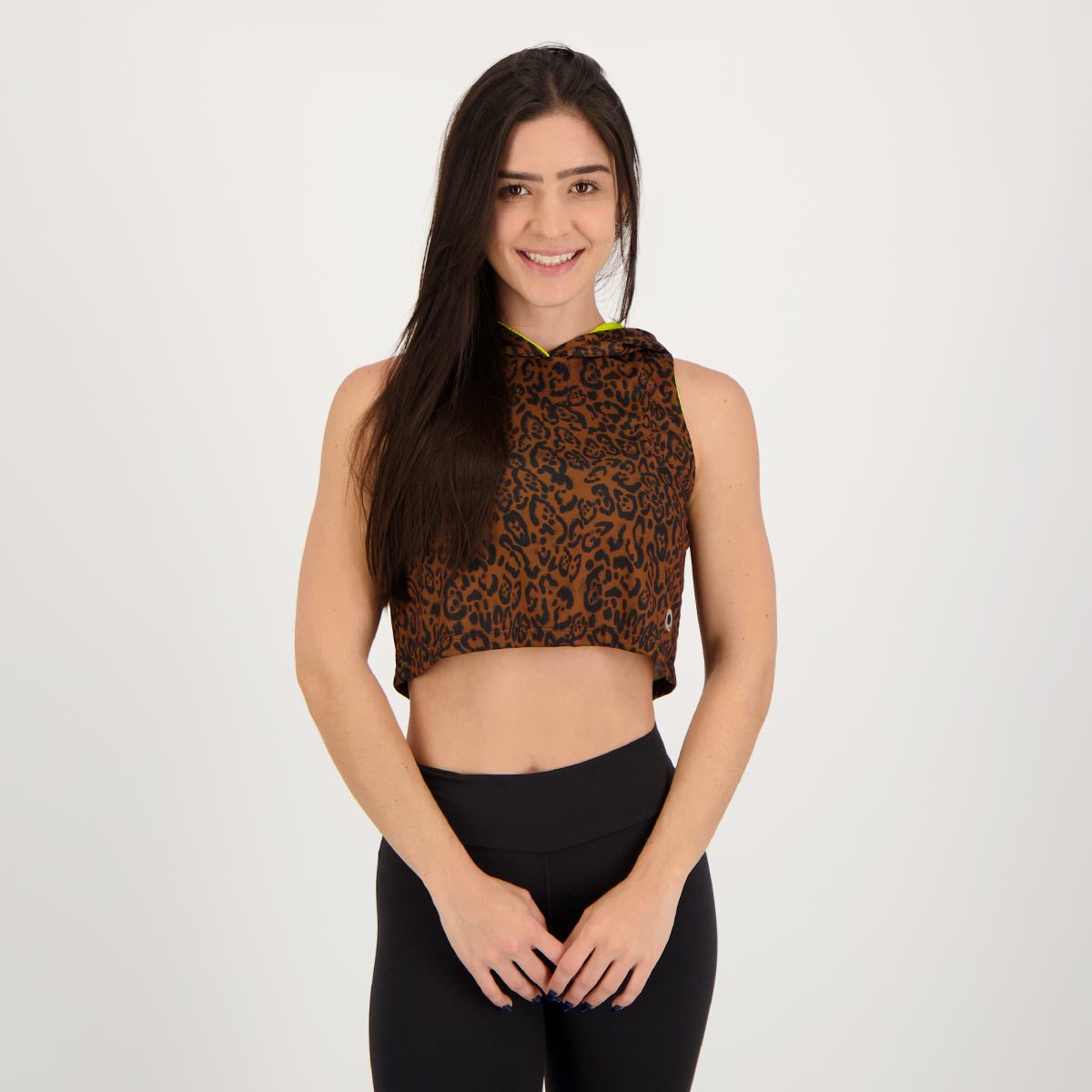 Cropped Area Felipa Com Capuz Marrom