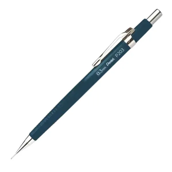 Lapiseira Com Borracha Grafite 0.3mm Hi-polymer Sharp Pentel Azul Oceano