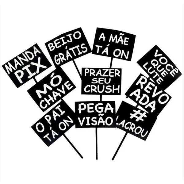 Plaquinhas Divertidas Funk Papel Triplex e Resina Plástica 15cm X 10.5cm 10 Unidades Preto e Branco Festa Chic Plaquinhas Divertidas Funk Papel Triplex 15cm X 10.5cm 10 Unidades Preto e Branco Festa Chic