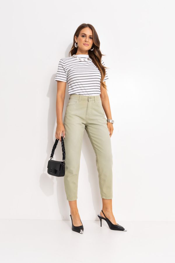 Blusa em Malha de Algodão Listrado Branca M