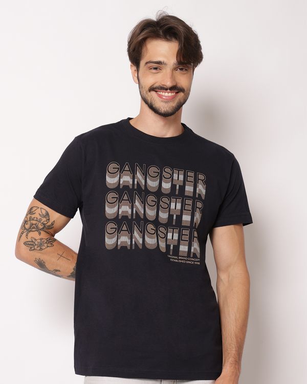 Camiseta Masculina Gangster Algodão Manga Curta Marinho GG