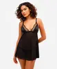 camisola sem bojo acetinada com tule e detalhe em poá bordado preto 44